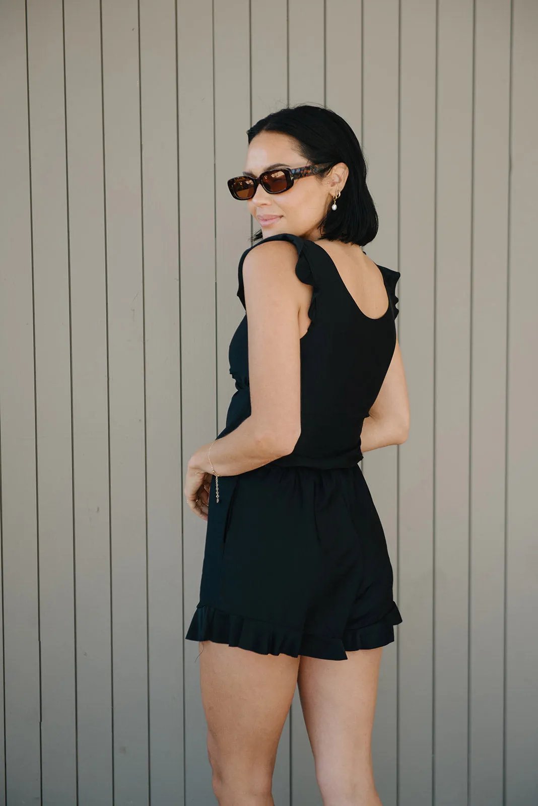 Olvoria | Women's Ruffled Romper - Floral Print