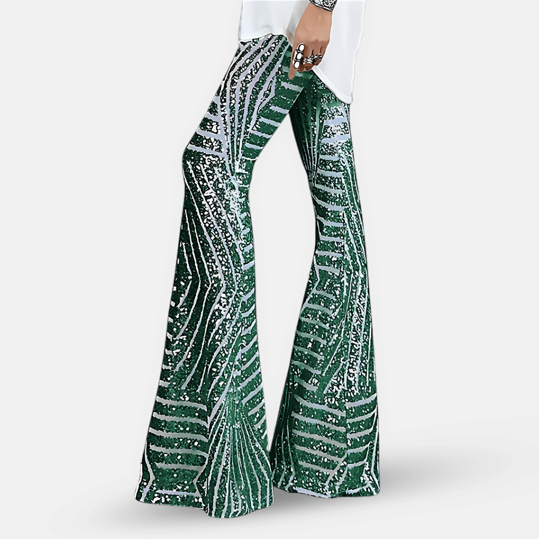 Olvoria | Women's Sequin Flare Pants