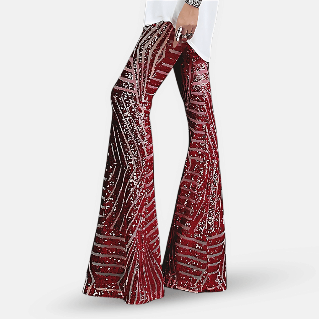 Olvoria | Women's Sequin Flare Pants