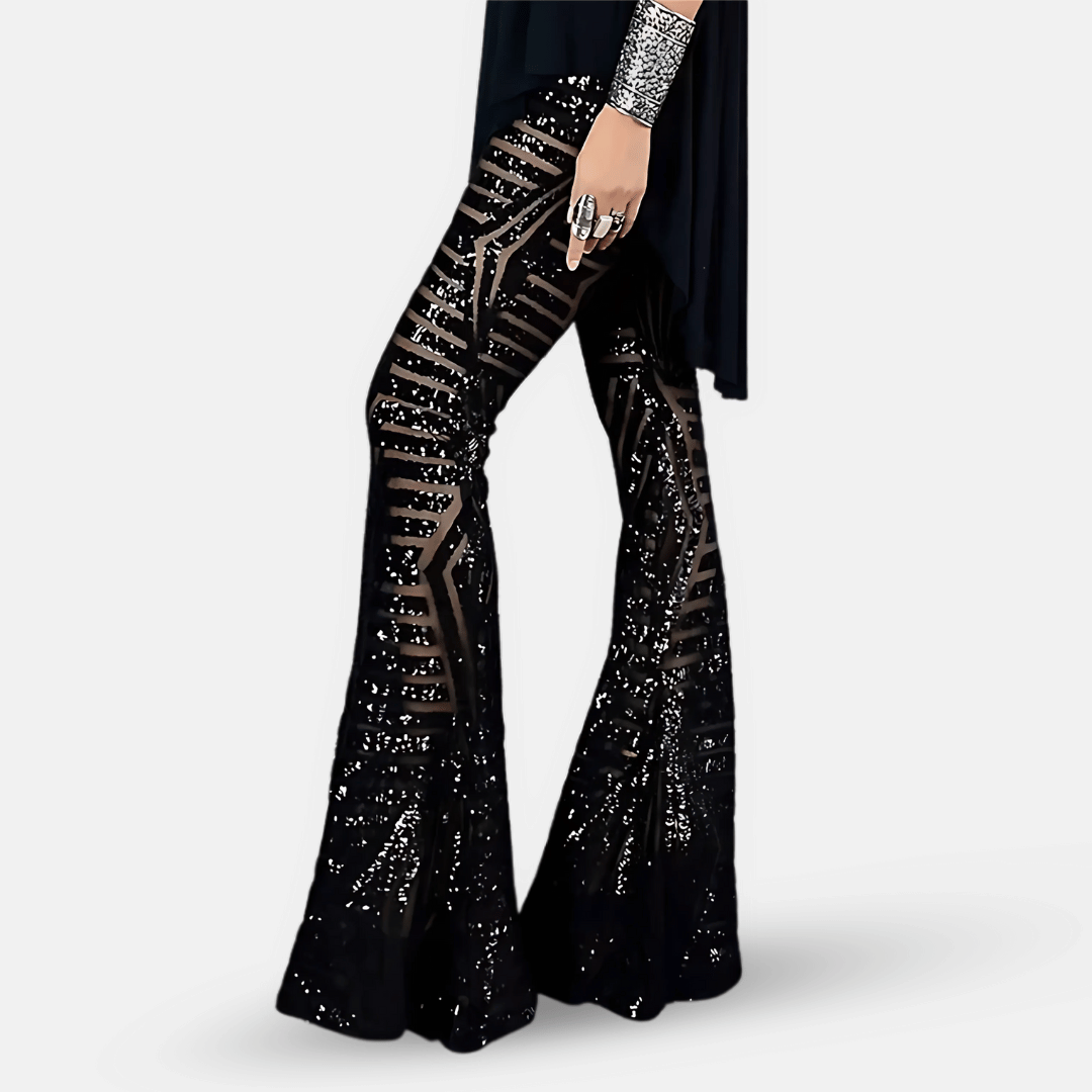 Olvoria | Women's Sequin Flare Pants