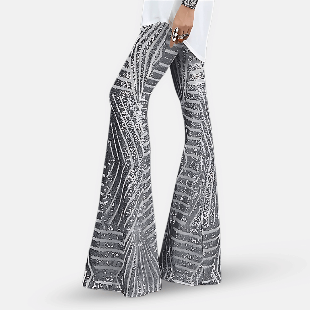 Olvoria | Women's Sequin Flare Pants