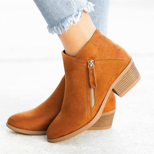 Olvoria | Women's Side Zipper Ankle Boots