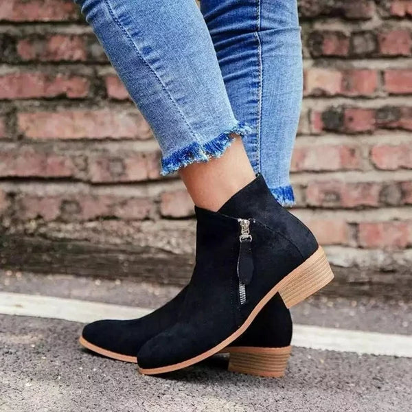 Olvoria | Women's Side Zipper Ankle Boots