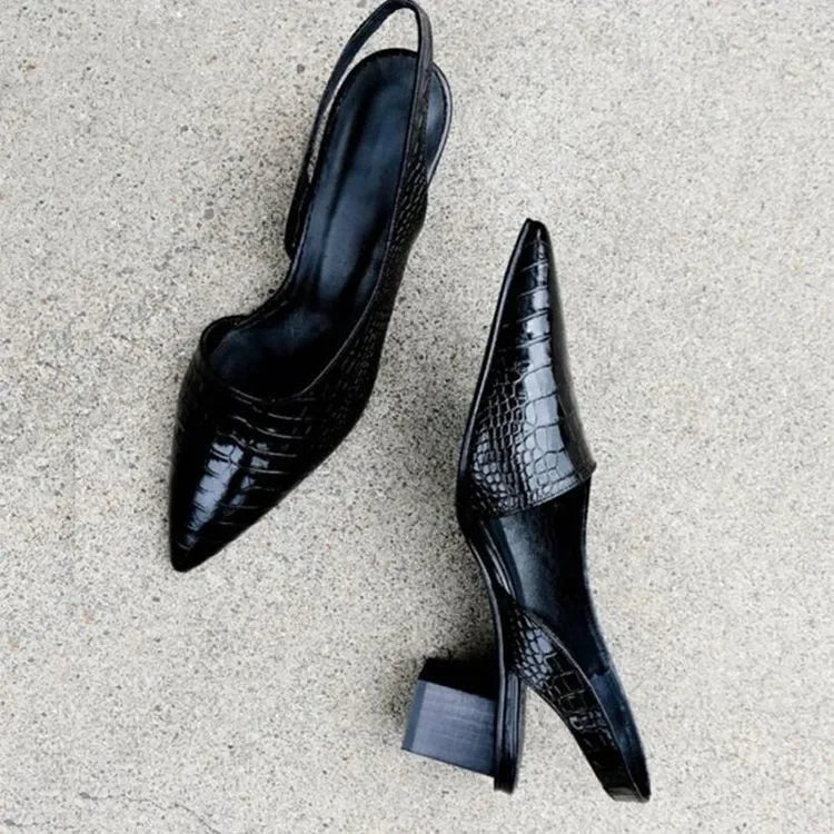 Olvoria | Women's Slingback Pumps with Croco Embossing
