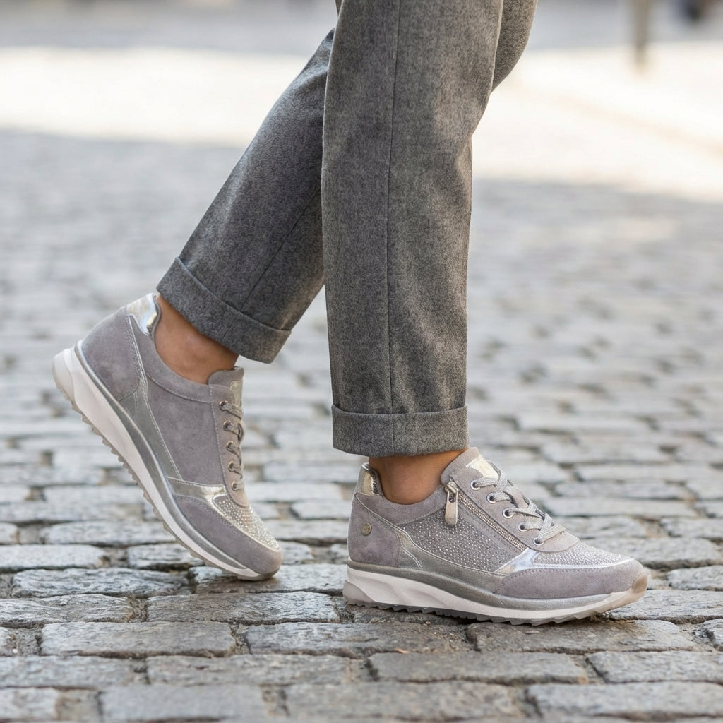 Olvoria | Women's Sneakers with Side Zip and Stud Embellishment