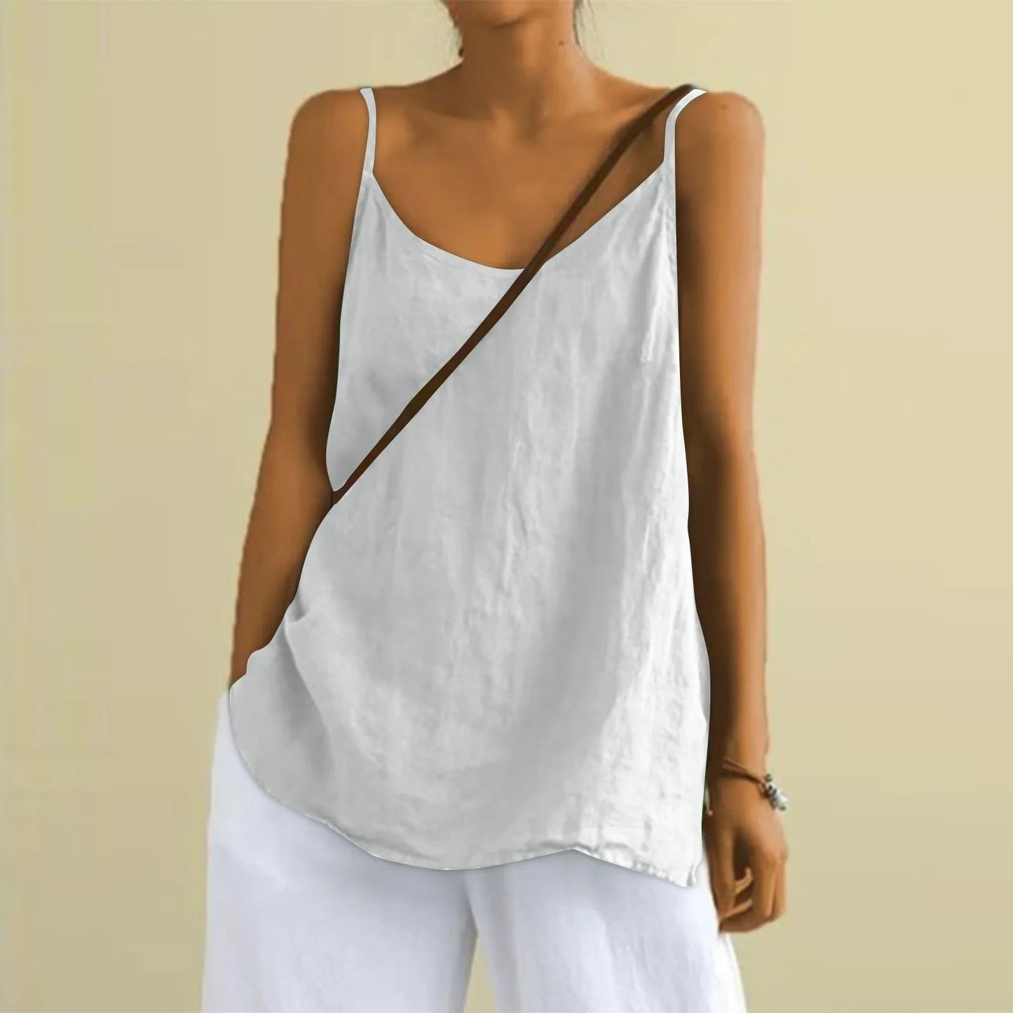 Olvoria | Women's Spaghetti Strap V-Neck Cami Tank Top
