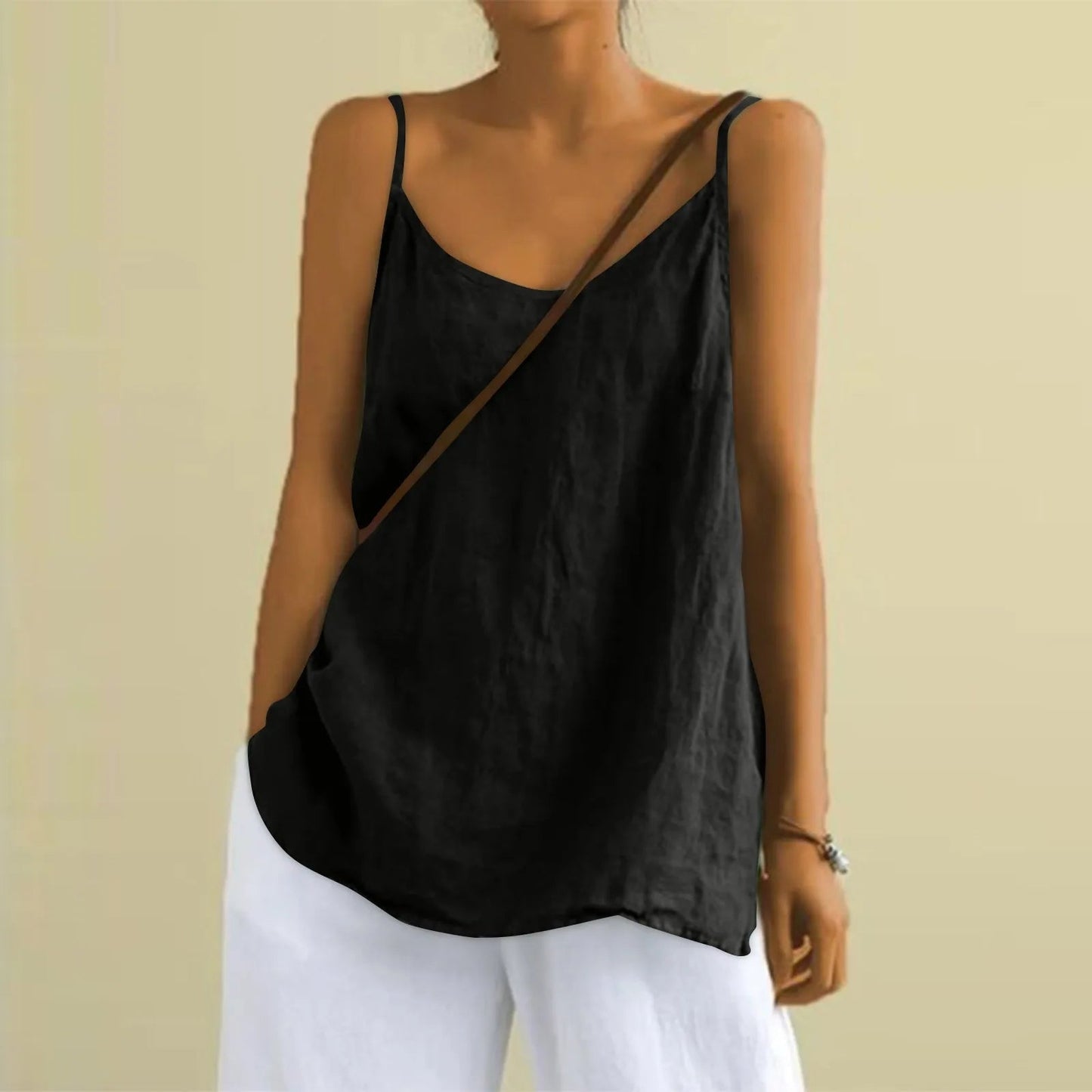 Olvoria | Women's Spaghetti Strap V-Neck Cami Tank Top