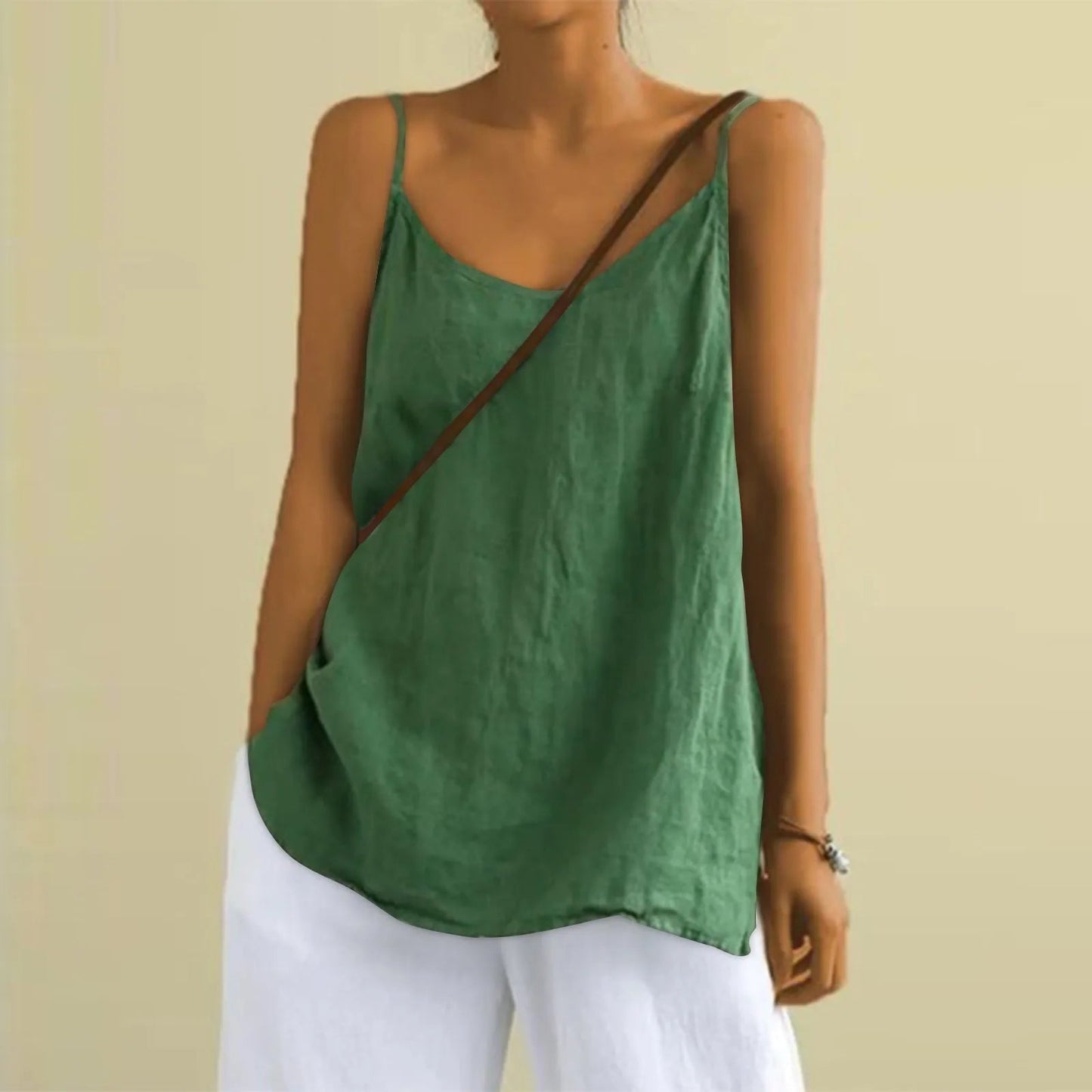Olvoria | Women's Spaghetti Strap V-Neck Cami Tank Top