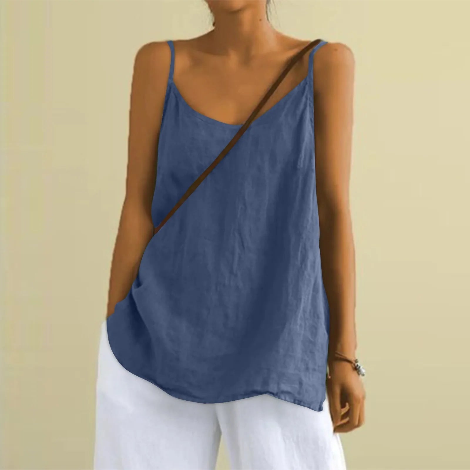 Olvoria | Women's Spaghetti Strap V-Neck Cami Tank Top