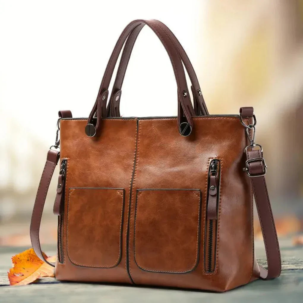 Olvoria | Women's Structured Shoulder Bag with Zip Pockets