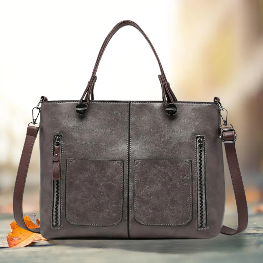 Olvoria | Women's Structured Shoulder Bag with Zip Pockets