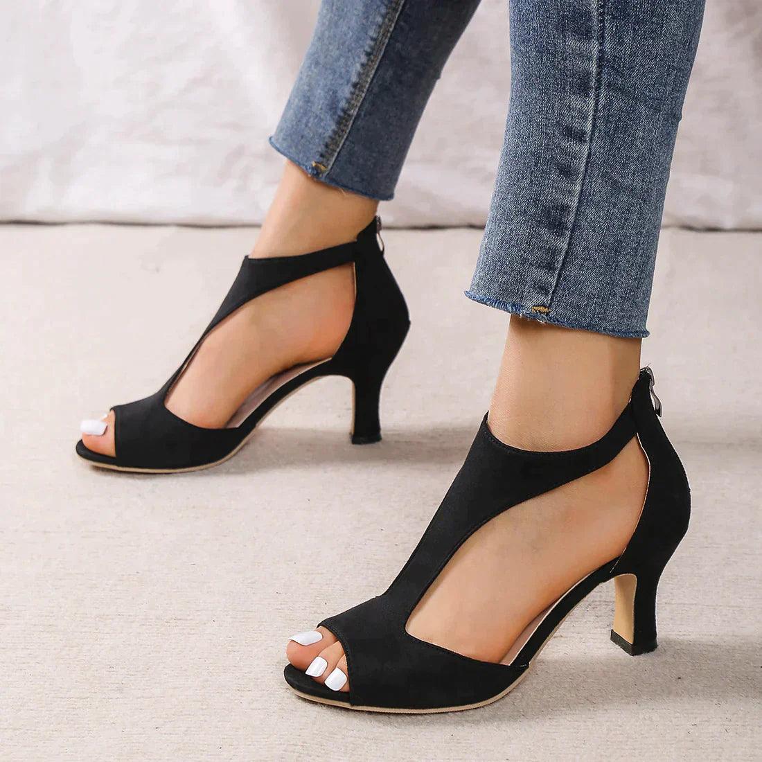 Olvoria | Women's T-Strap Open Toe Heels