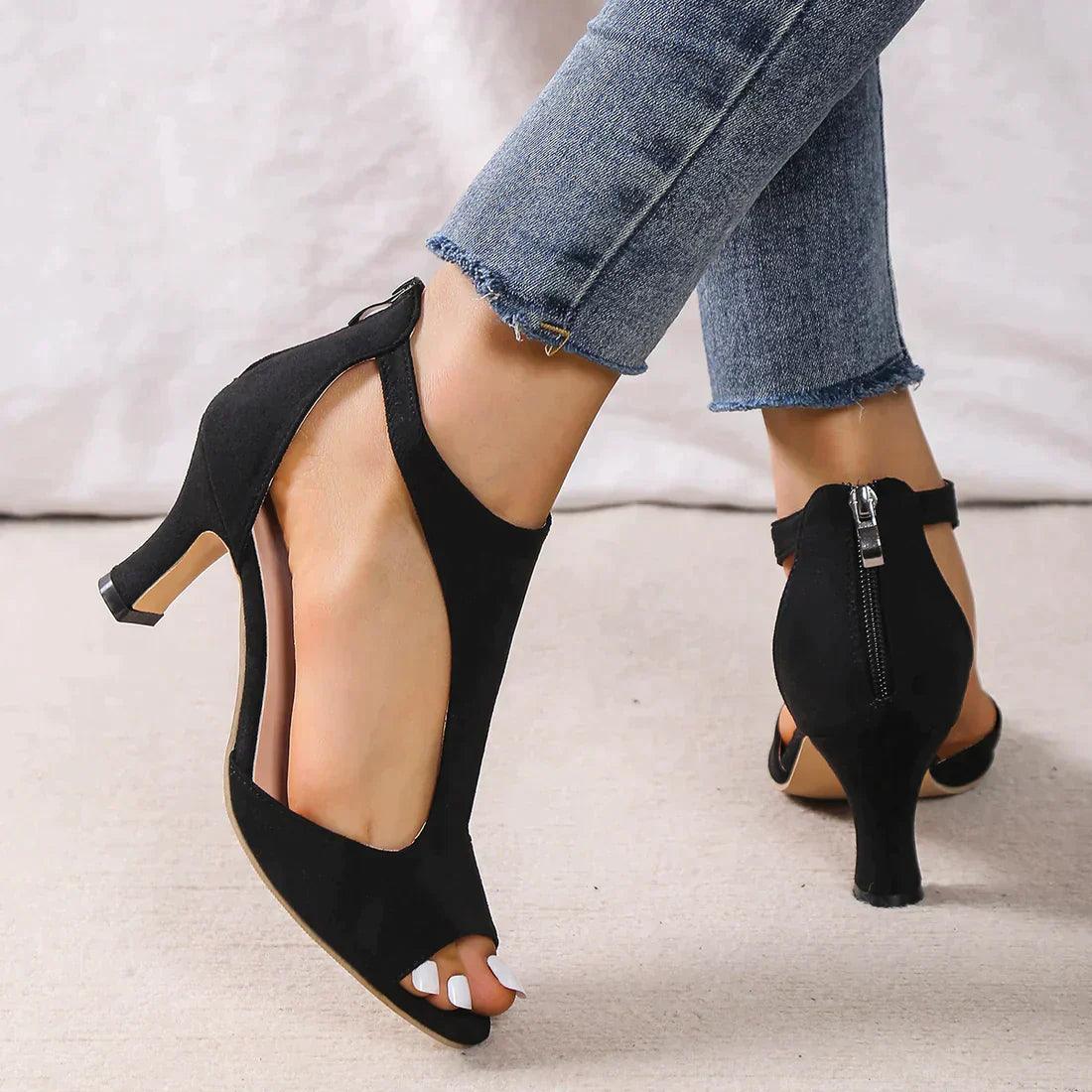 Olvoria | Women's T-Strap Open Toe Heels