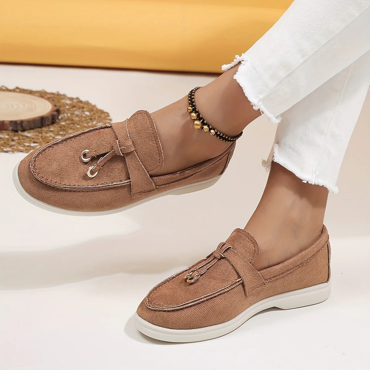 Olvoria | Women's Tassel Detail Loafers