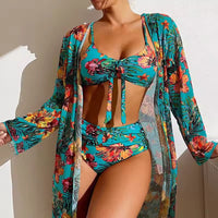 Olvoria | Ensemble bikini à imprimé tropical pour femme avec haut noué devant