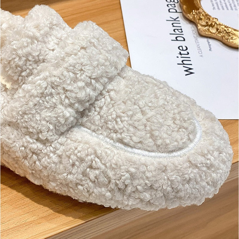 Olvoria | Women's Warm Loafers Fuzzy Slip-Ons