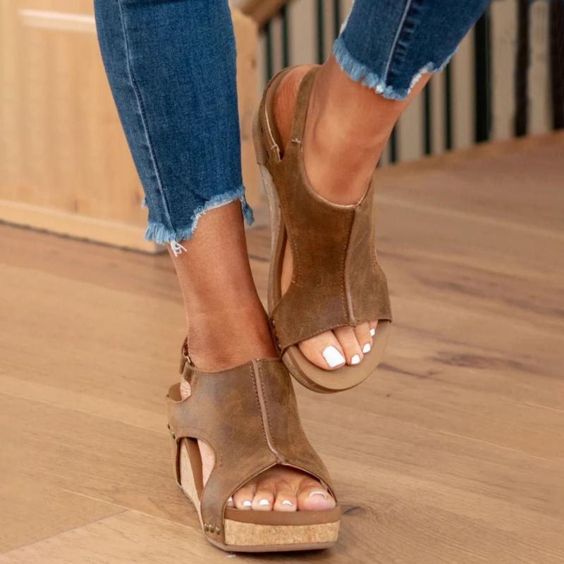 Olvoria | Women's Wedge Sandals with Cork Sole