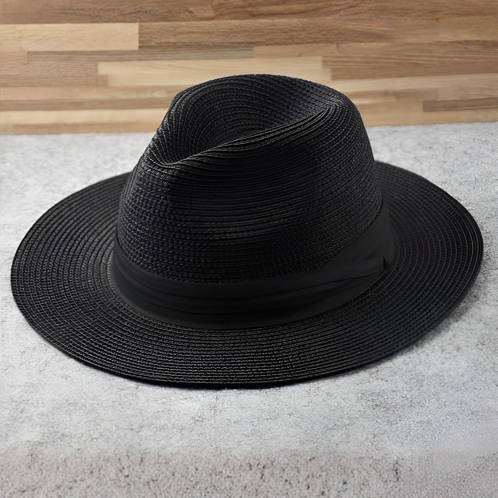 Olvoria | Women's Wide Brim Fedora Hat with Black Band
