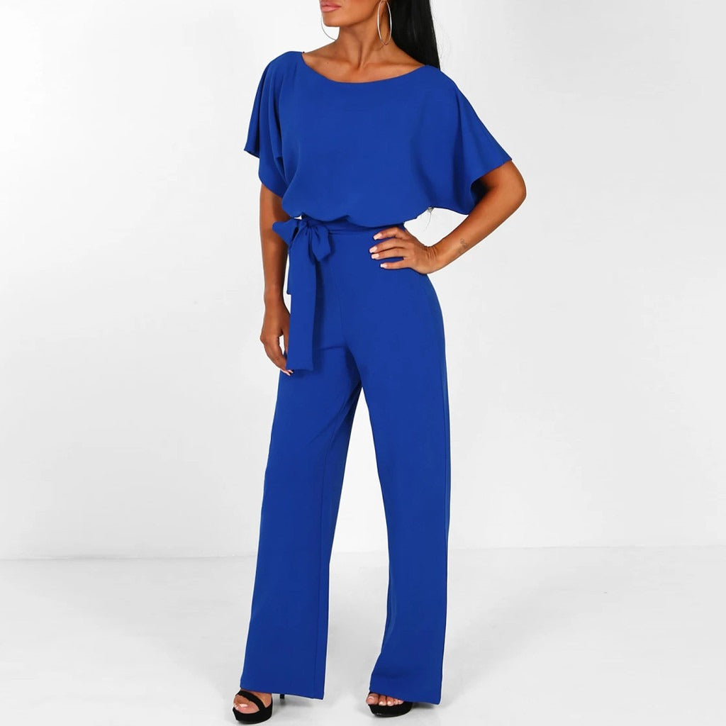 Olvoria | Women's Wide-Leg Jumpsuit with Tie Waist