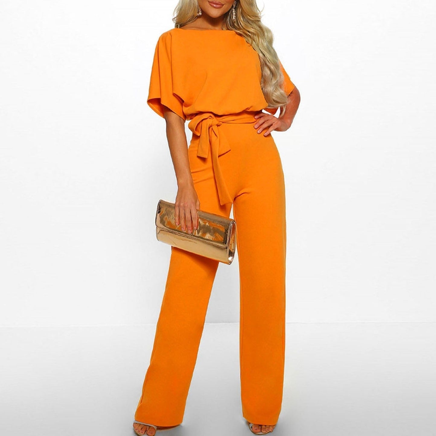 Olvoria | Women's Wide-Leg Jumpsuit with Tie Waist
