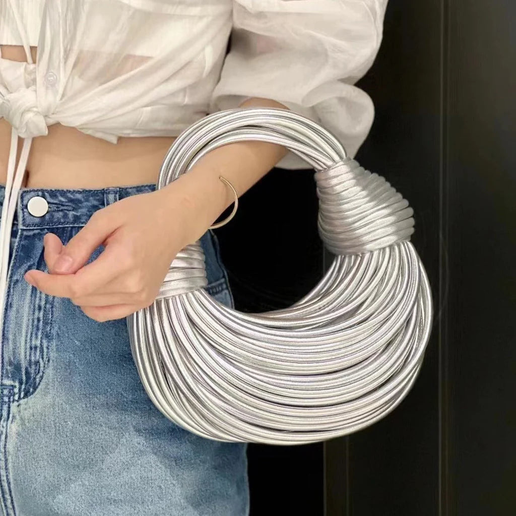 Olvoria | Women's Woven Knot Handle Bag