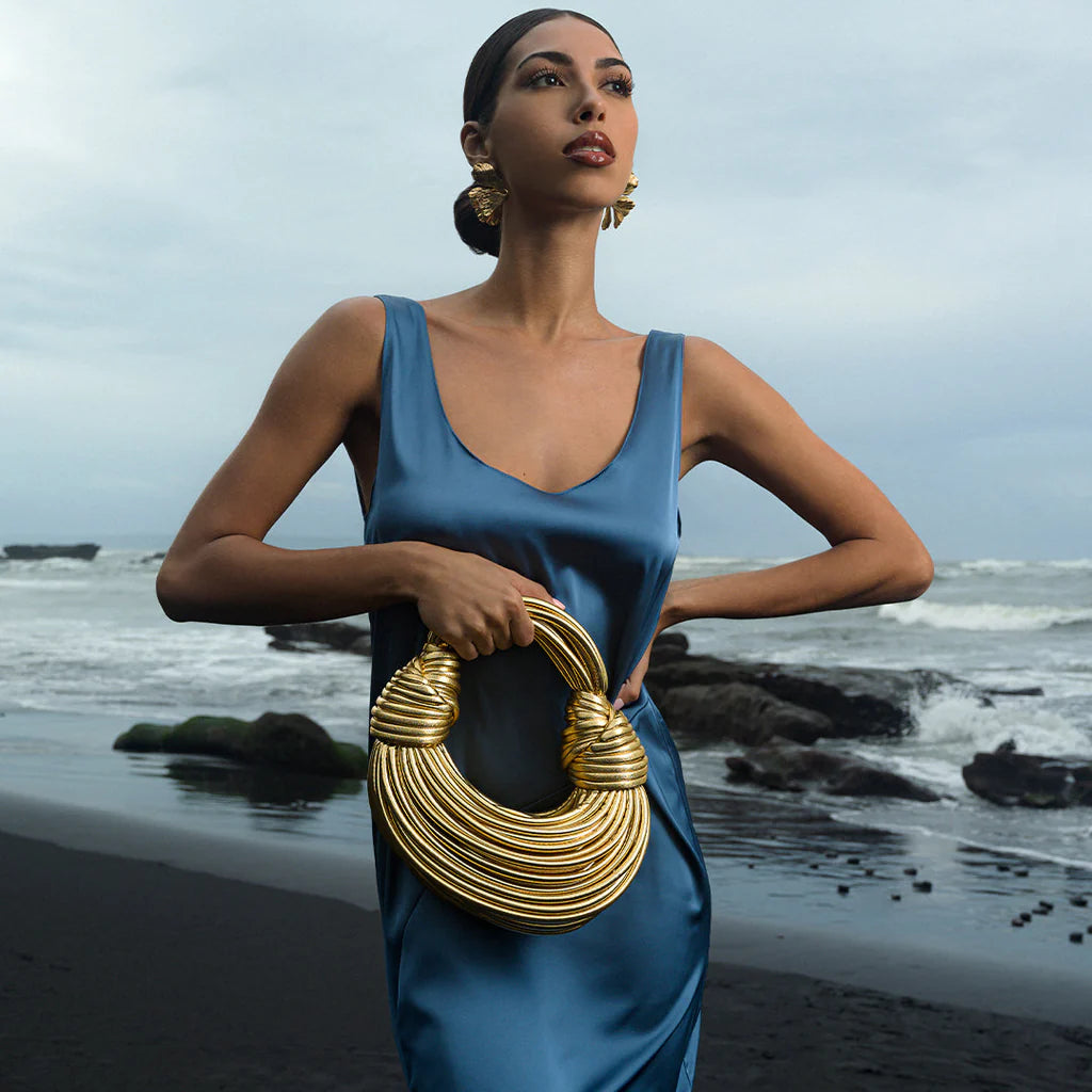 Olvoria | Women's Woven Knot Handle Bag