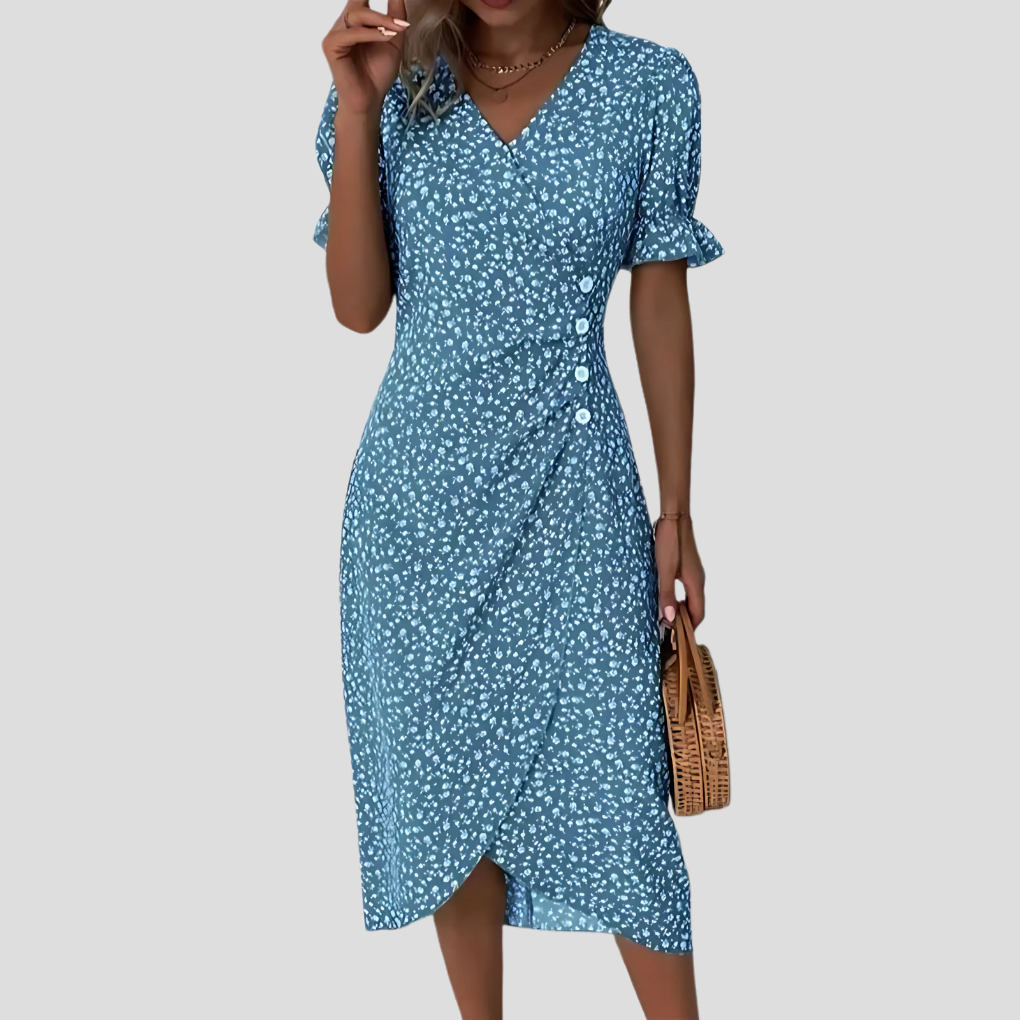 Olvoria | Women's Wrap Midi Dress with Floral Print