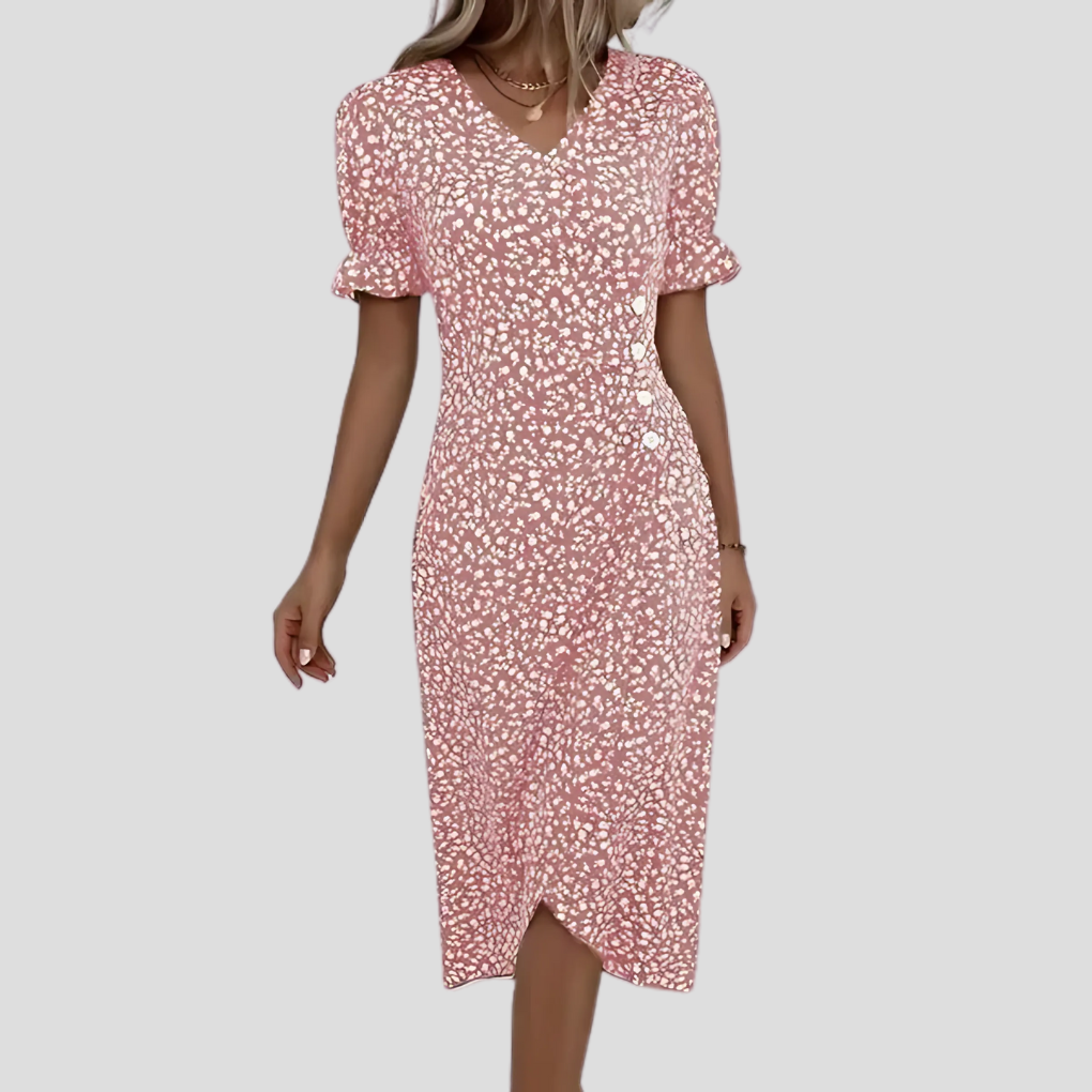 Olvoria | Women's Wrap Midi Dress with Floral Print