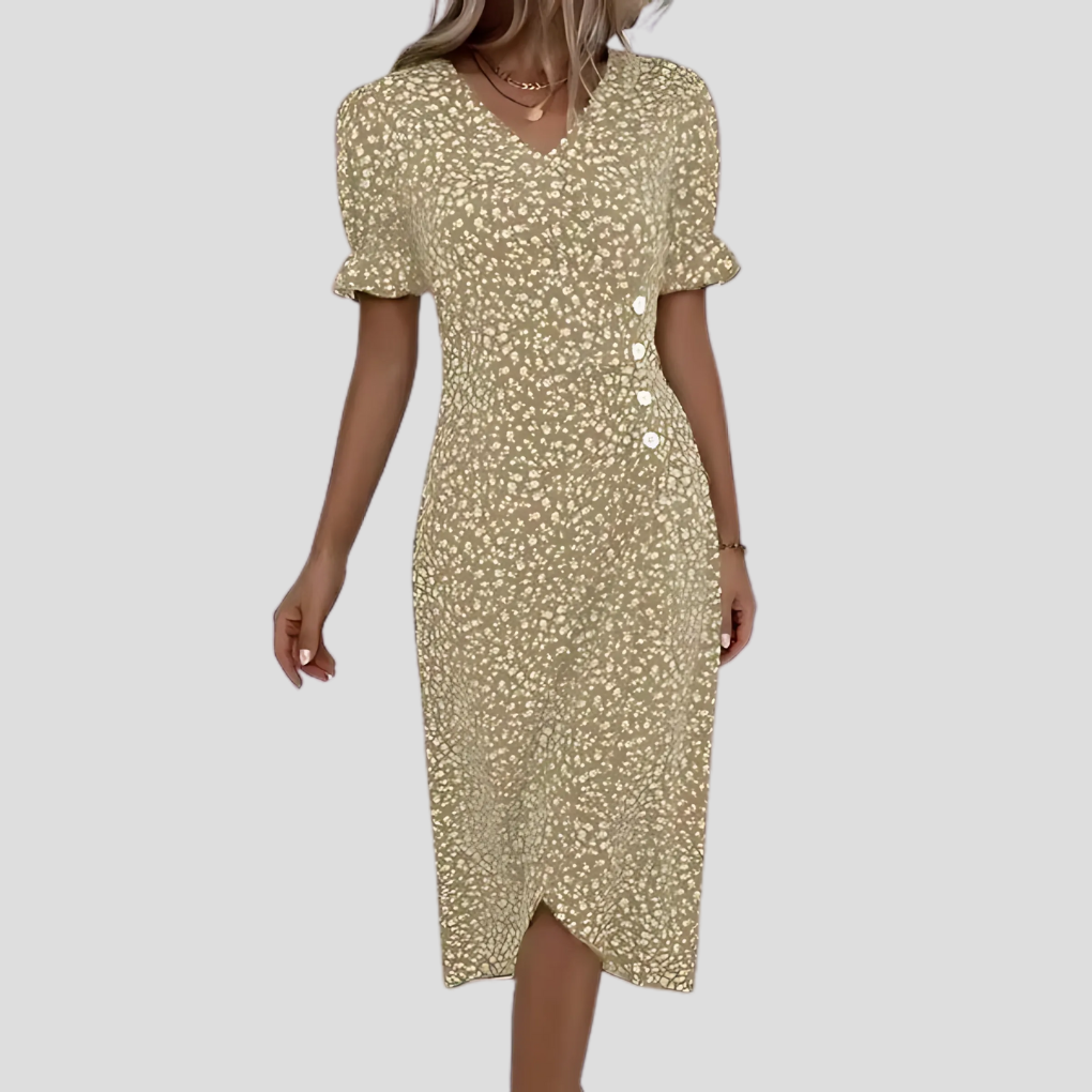 Olvoria | Women's Wrap Midi Dress with Floral Print