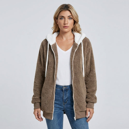 Olvoria | Women's Zip Up Fleece Jacket with Hood