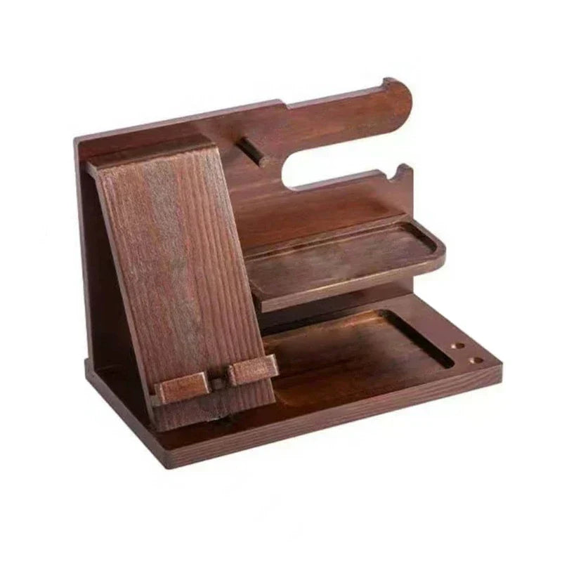 Olvoria | Wooden Nightstand Phone Docking Station – Multifunctional Shelf for Wallet, Watch, and Storage, Ideal for Valentine's Day