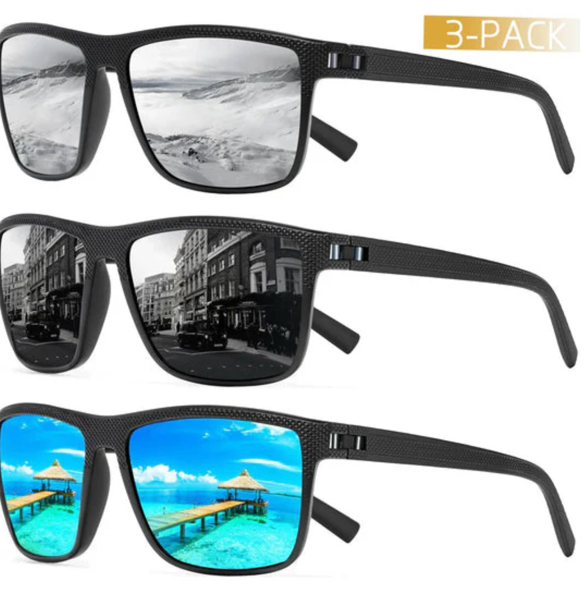 Olvoria | ZichtZeker 3-Piece Set Polarized Sunglasses – UV400 Protection & Comfort
