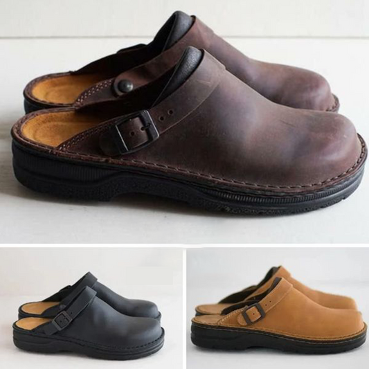 Orthopaedic Leather Clogs for Autumn
