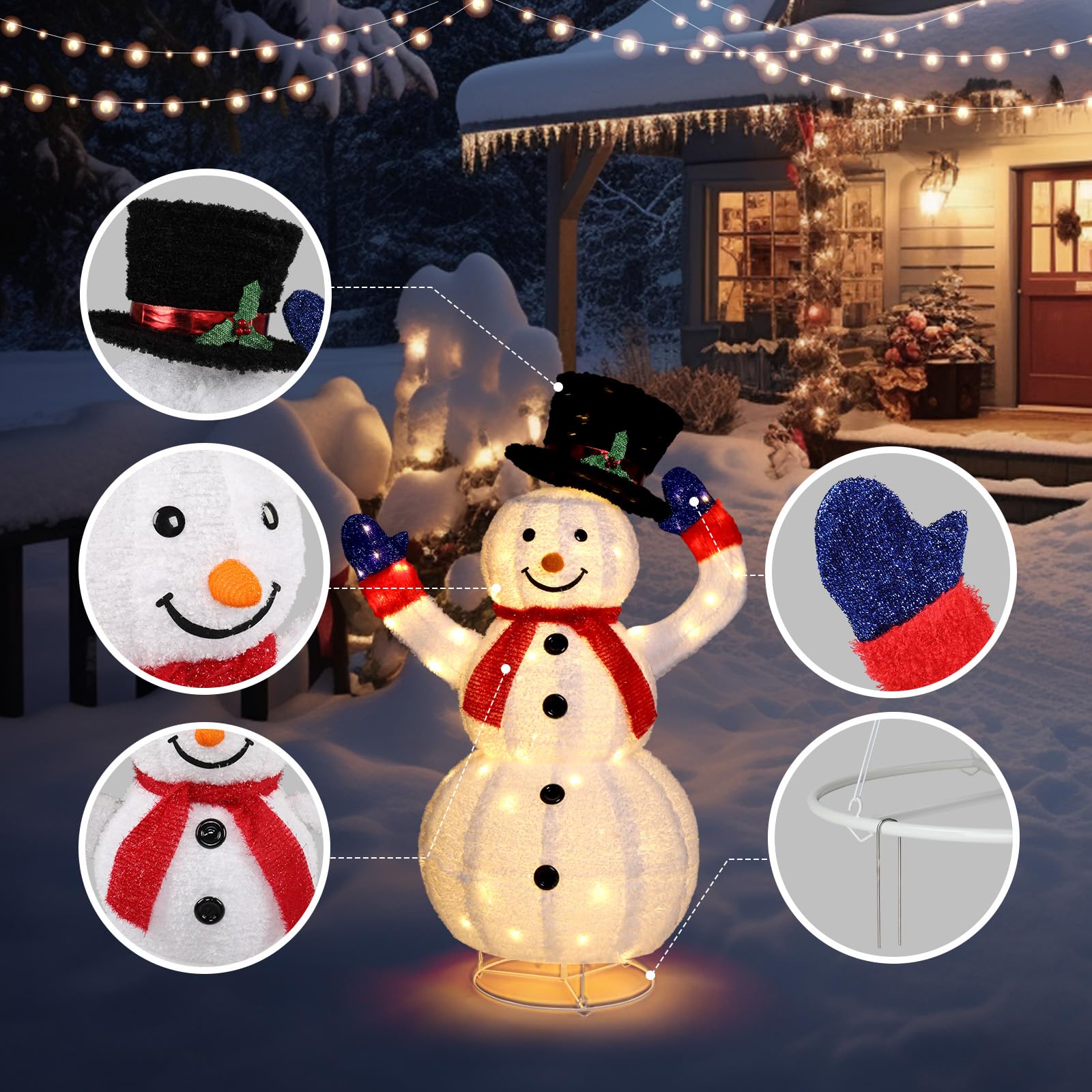 Outdoor Christmas Snowman Light Decoration