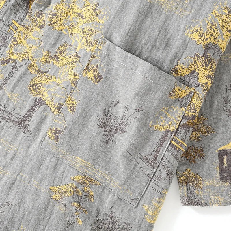 PAINTDRAPE – Artistic Watercolor Cotton Kimono Pajama Set for Relaxed Home Comfort