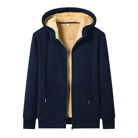 Plus-size warm winter lambskin hooded jacket