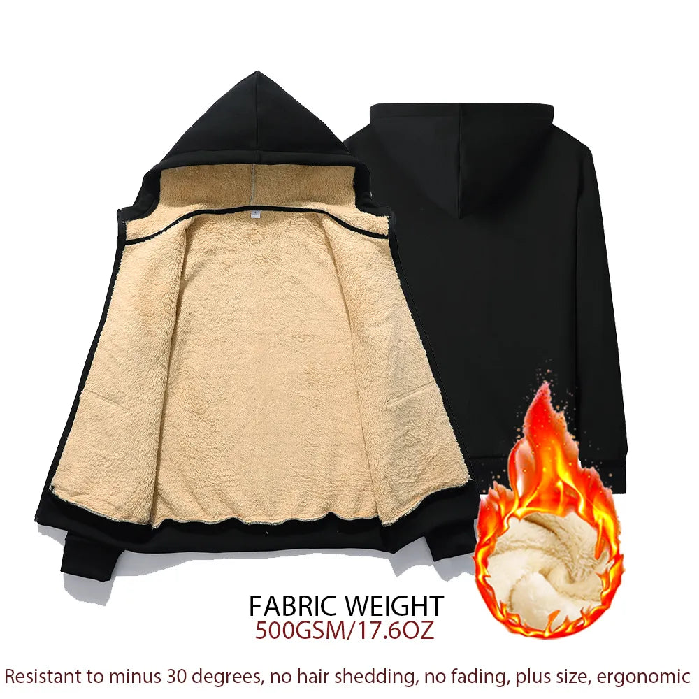 Plus-size warm winter lambskin hooded jacket