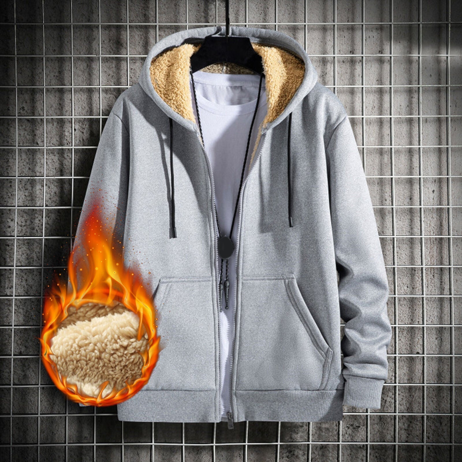 Plus-size warm winter lambskin hooded jacket