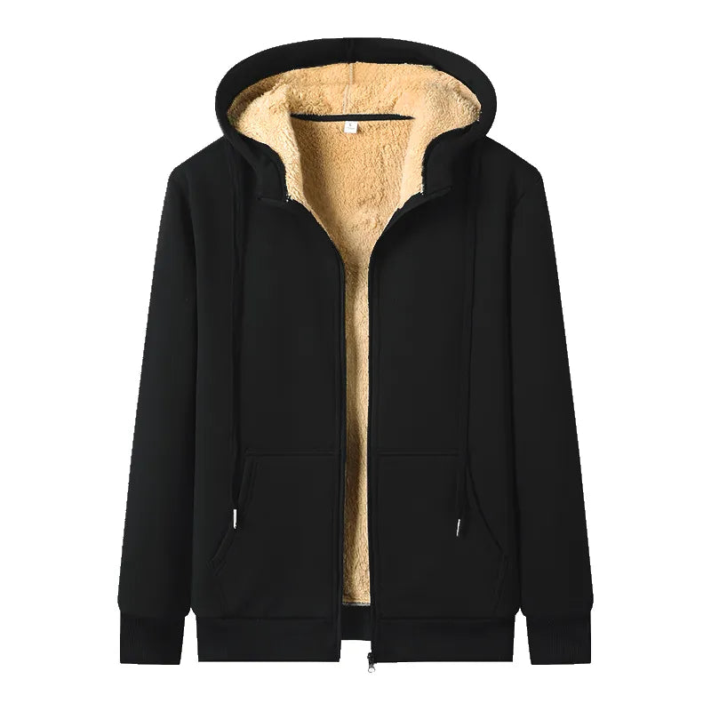 Plus-size warm winter lambskin hooded jacket