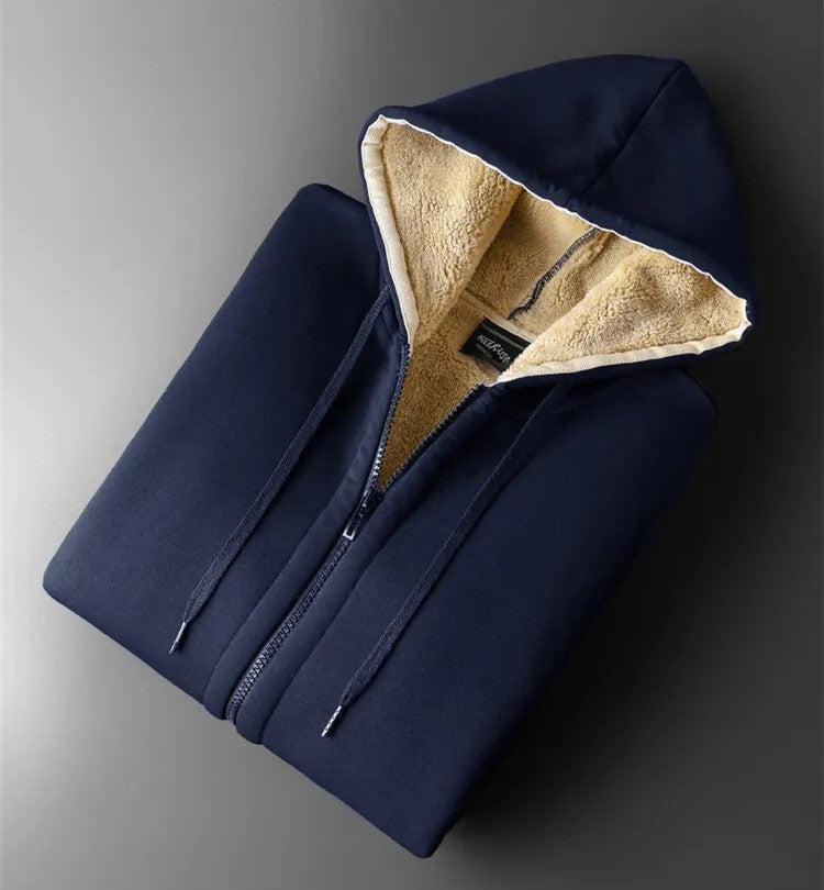Plus-size warm winter lambskin hooded jacket