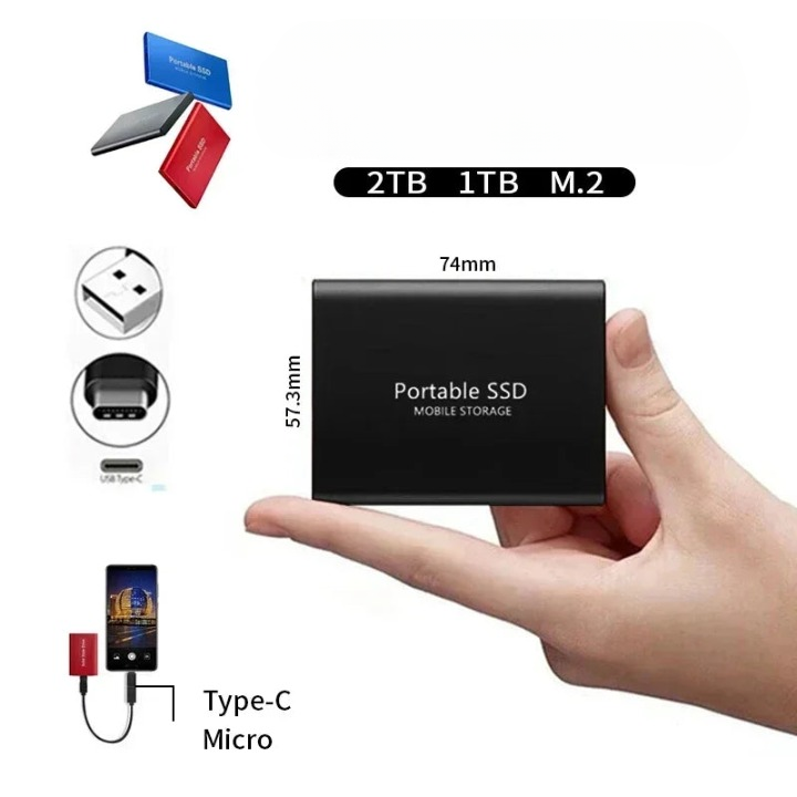 Portable Hard Disk SSD 2TB External Storage Compact Fast Best Quality