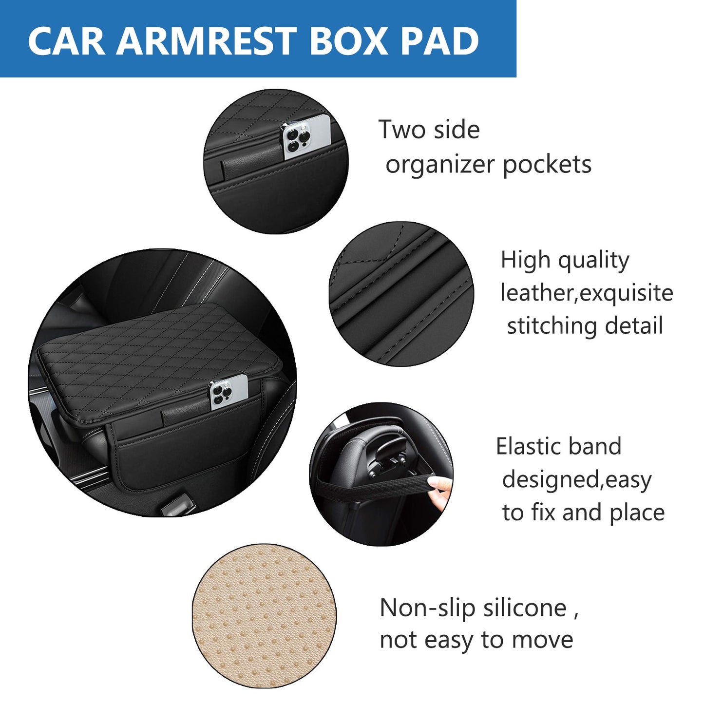 PU Leather Car Armrest Mat