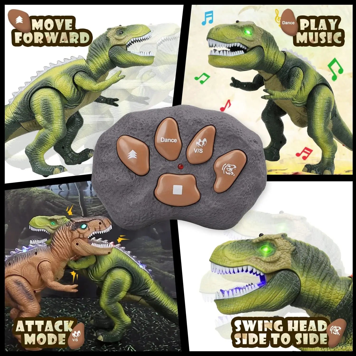 Remote Control T-Rex Dinosaur with LED Lights, Walking & Roaring Realistic Dinosaur Toys