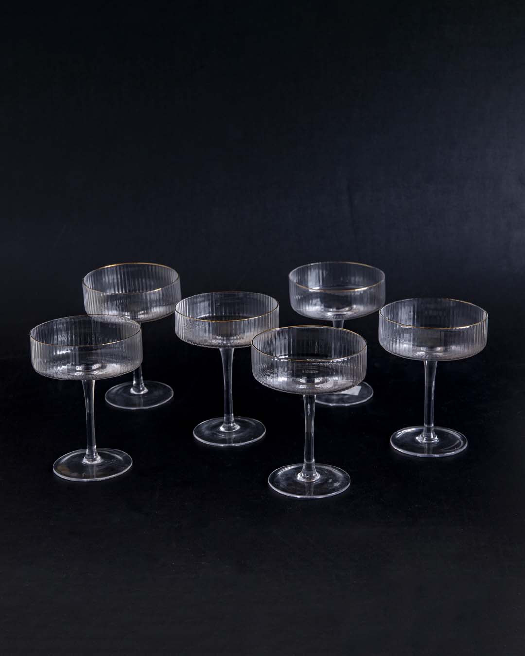 Ribbed Coupe Cocktail Glasses - Set of 6