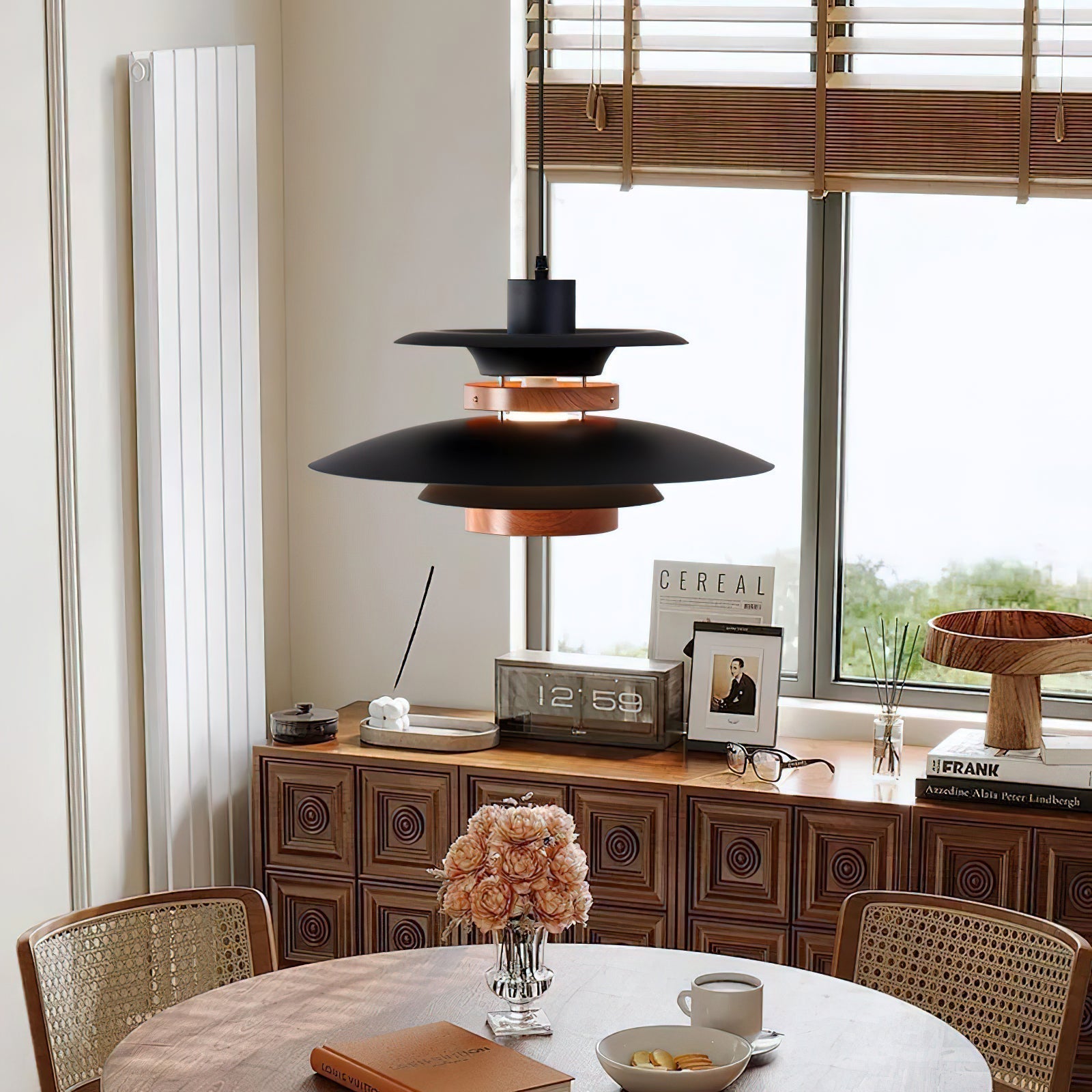 Rotating LED Pendant Light with Adjustable Brightness and Minimalist Style
