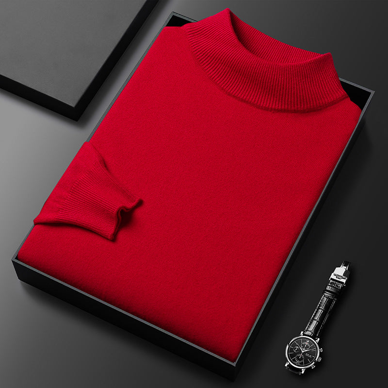 Ryan | Winter knitted jumper with half-zipped stand-up collar