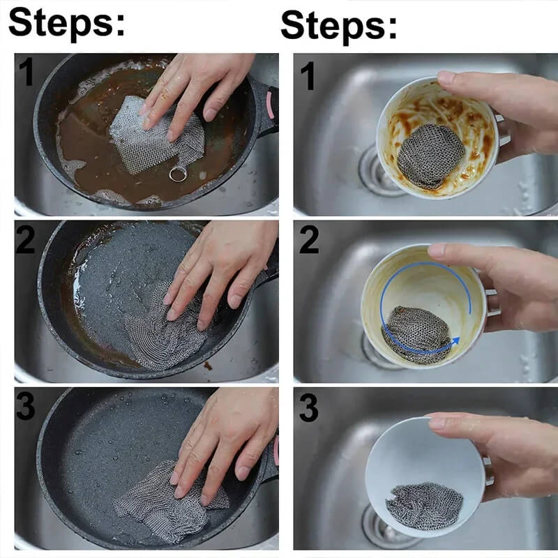 ScrubMaster - Multifunctional Steel Wire Dish Cloth, Reusable & Effective