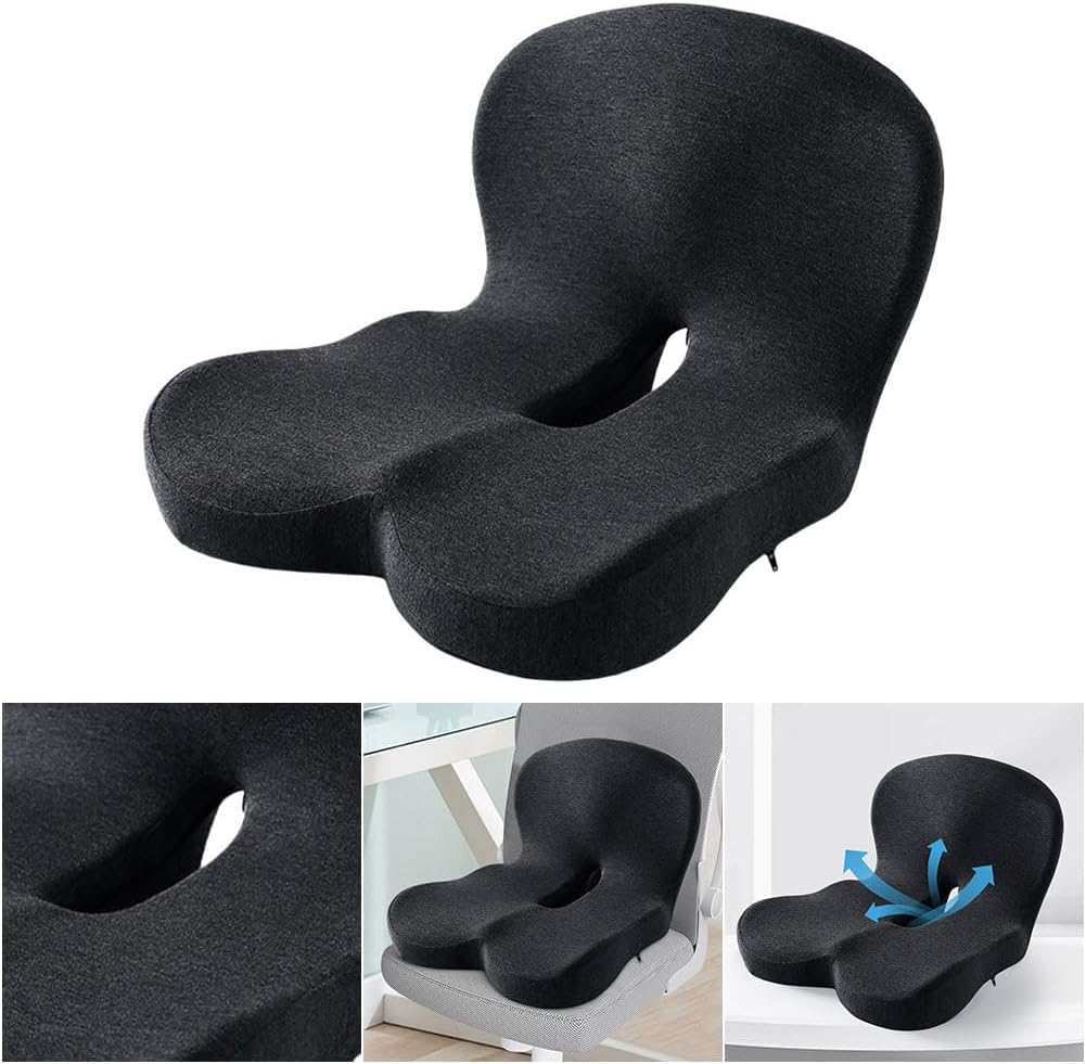 Seat Cushion with Lumbar Support – Memory Foam for Office & Car