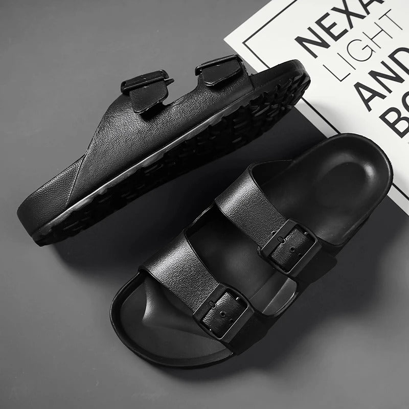 Shock-Absorbing Slippers with Buckles