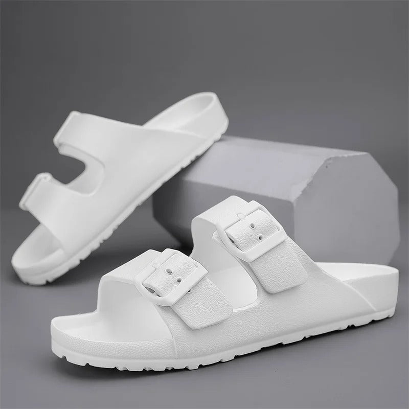 Shock-Absorbing Slippers with Buckles